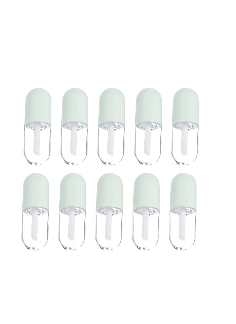 FOMIYES 10Pcs 5ml Cute Capsule Shaped Mini Lip Gloss Tubes Refillable Lip Balm Bottles Clear Empty Lip Balm Containers Plastic Lipstick Tube with Wands for DIY Cosmetics Green
