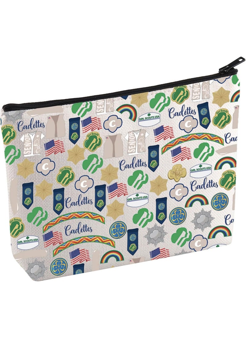 KUIYAI Cadette Girl Scout Cosmetic Bag Girl Scout Leader Makeup Bag Girl Scout Troop Gift Cookie Scout Gift Scouting Gift Scout Life Gift (CadetteScoutM)