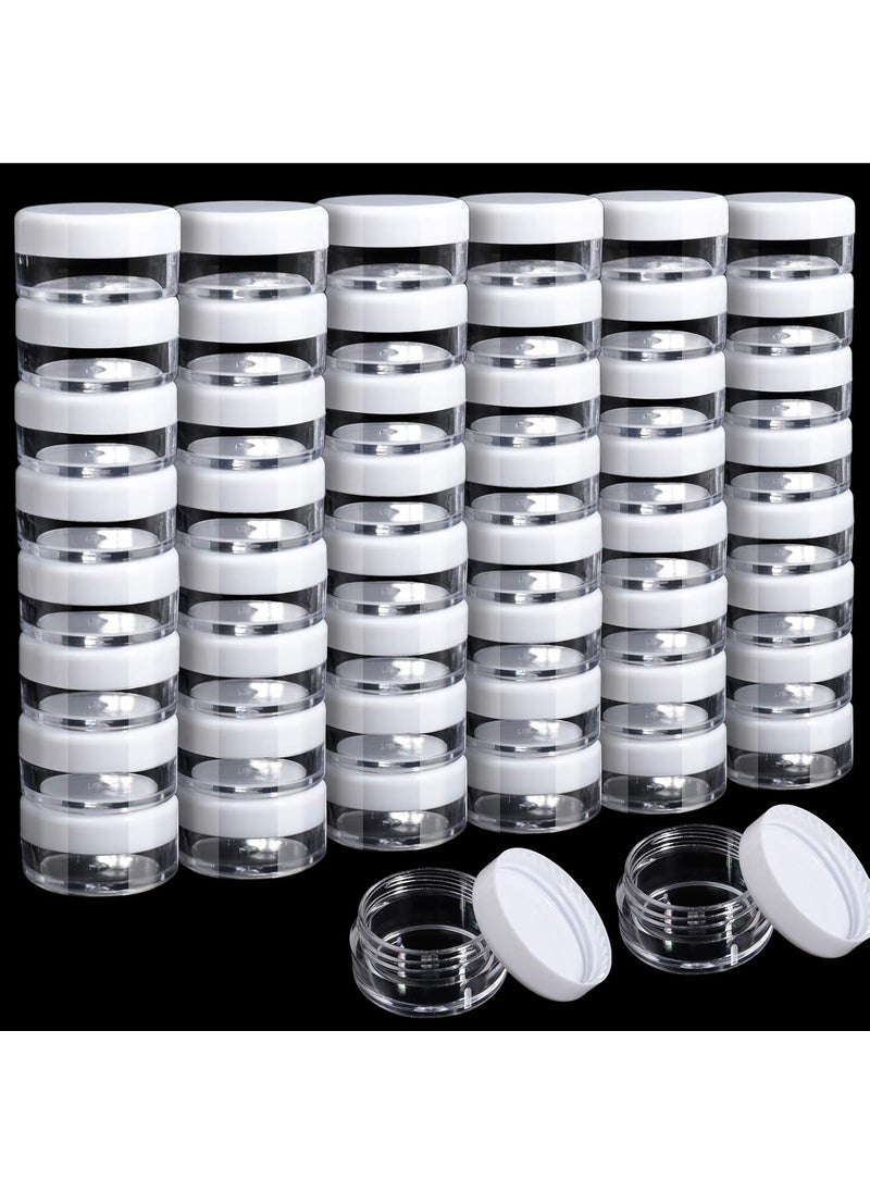 50 Pack Cosmetic Containers, HNYYZL 5 Gram Clear Round Pot Jar Plastic Sample Container with Lid, for Eye Shadow Bead Earring Liquid Lotion Cream Make-up Storage