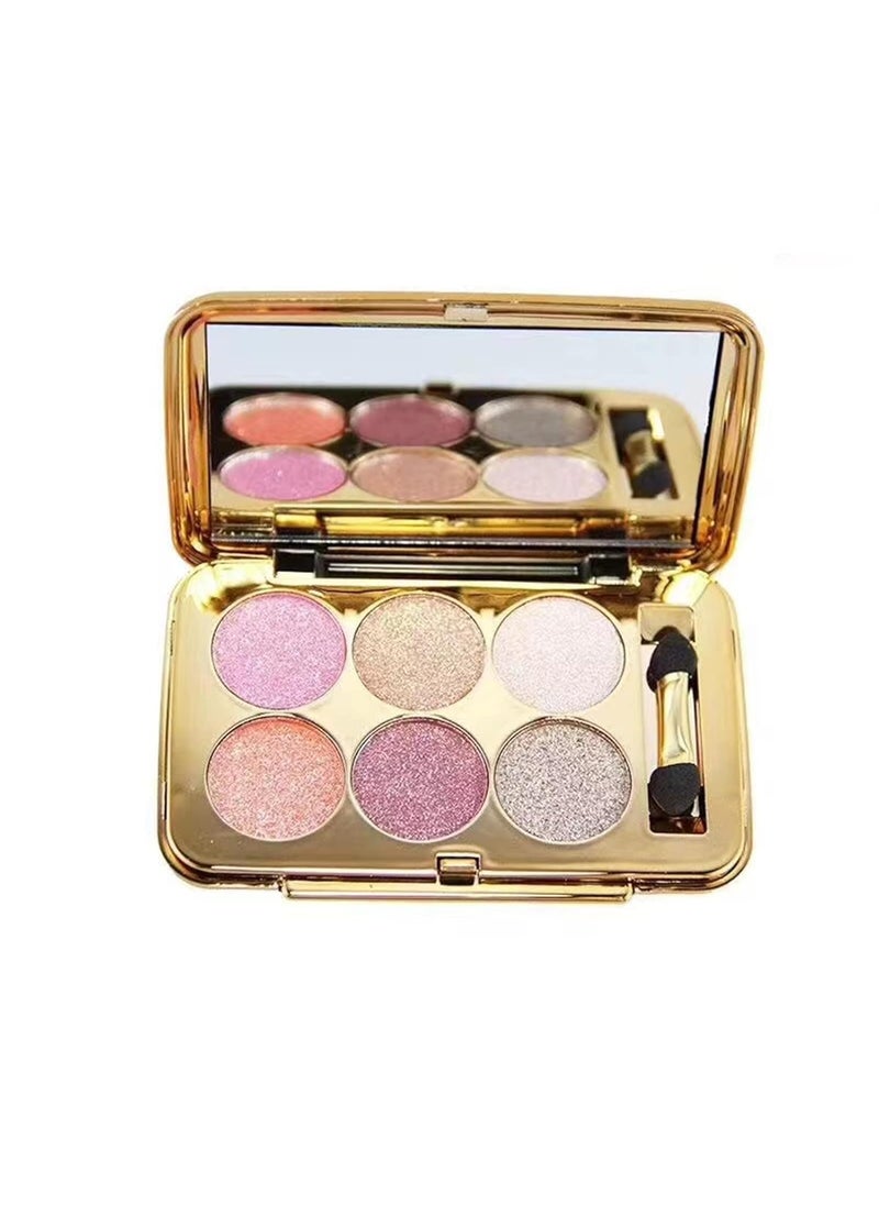 Sparkle Eyeshadow Palette - 6 Colors Glitter Eye Shadow Palettes Highly Pigmented Long Lasting Waterproof Sweatproof Professional Nudes Warm Natural Neutral Smoky Cosmetic Eye Palette Set Gold (#08)
