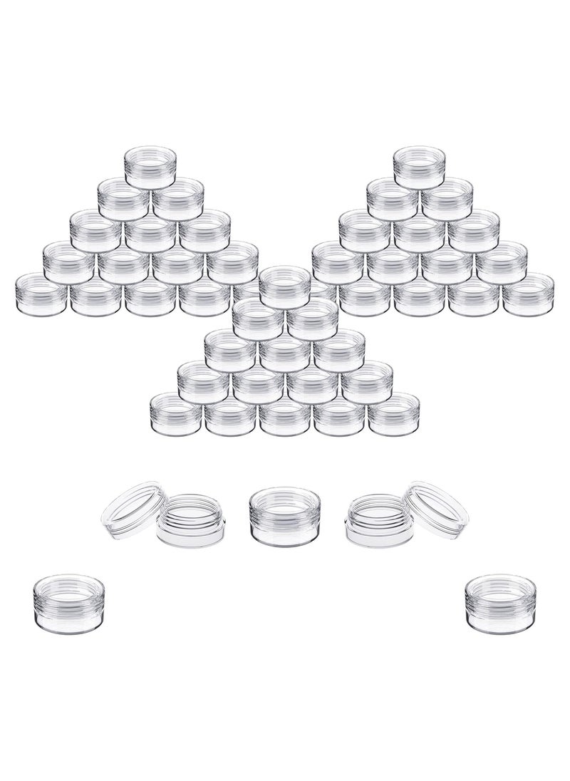 Houseables 3 Gram Jar, 3 ML, Clear, 50 Pk, BPA Free, Cosmetic Sample Empty Container, Plastic, Round Pot, Screw Cap Lid, Small Tiny 3g Bottle, for Make Up, Eye Shadow, Nails, Powder, Paint, Jewelry