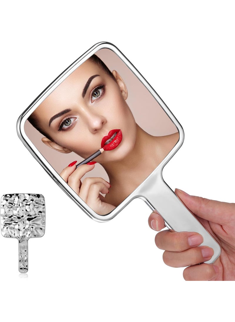 minkissy Portable Handheld Mirror Square Water Ripples Hand Mirror for Makeup Multi-Purpose Handheld Mirror Vanity Mirror for Women Travel 9.45 x 5.9 inch