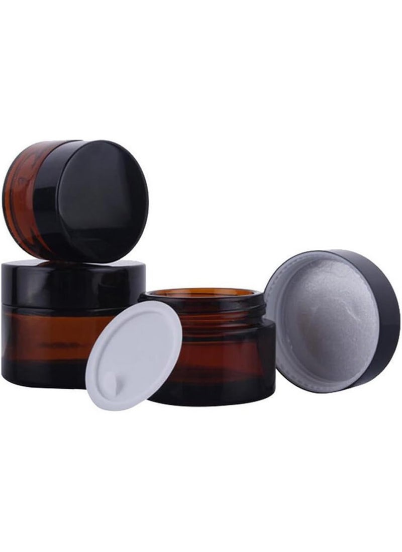 2PCS 100ML/100G Brown Glass Refillable Make Up Jars with Liners and Screw Black Cap Empty Face Cream Lip Balm Storage Container Pot Bottle Jar for Beauty Essential Oils Cosmetic Cream Lotion (100ml)
