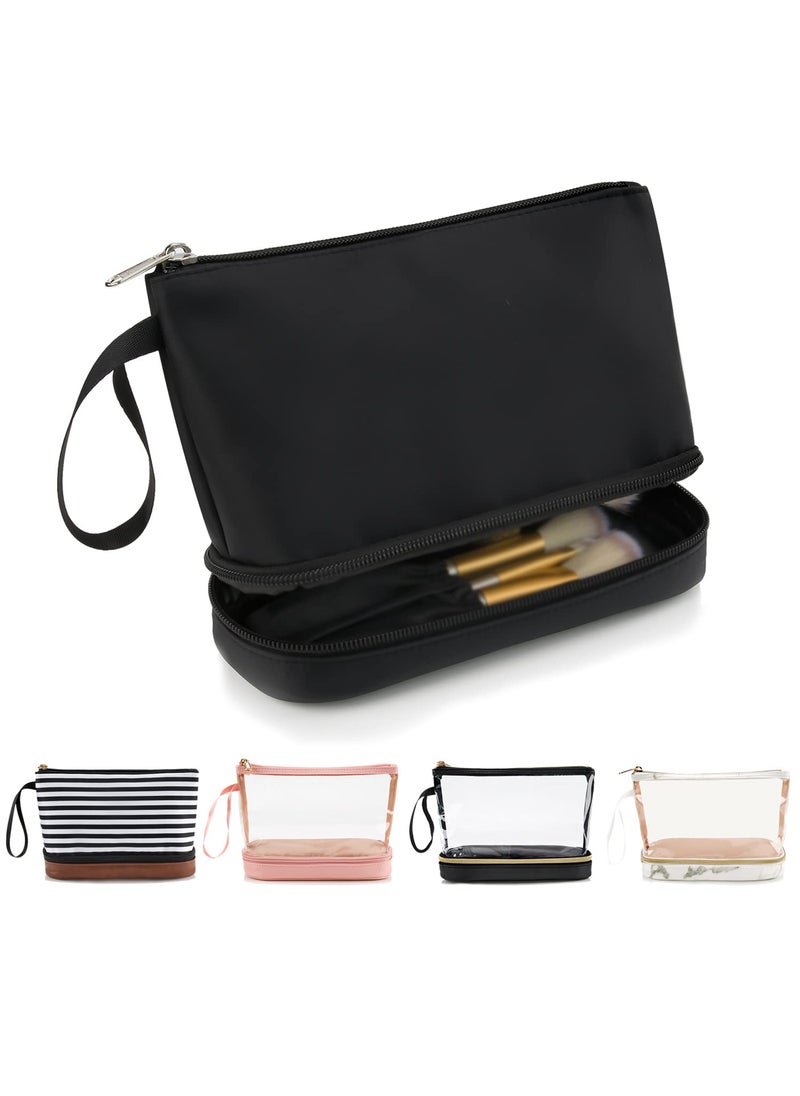 Ethereal Makeup Bag for Purse, Small Travel Makeup Organizer Bag for Women Daily Double Layer Cosmetic Bag Portable Makeup Brush Bags