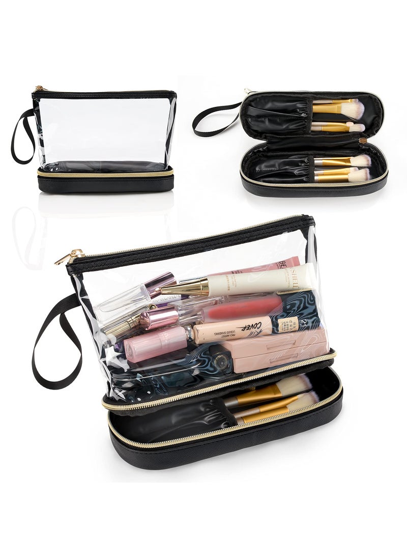 Ethereal Travel Makeup Bag, Clear Cosmetic Bag Make Up Organizer TSA Approved Toiletry Bag, Waterproof Pouch for Women Purse for Toiletries Accessories Brushes