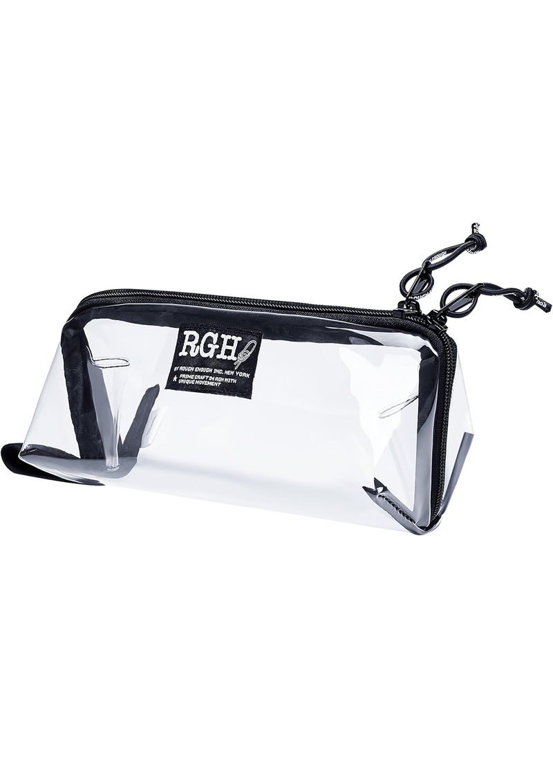 Rough Enough Clear TSA Approved Toiletry Bag Makeup Cosmetic Case Pouch Shaving Kit Travel Essential Accessory with Zipper for Women Men