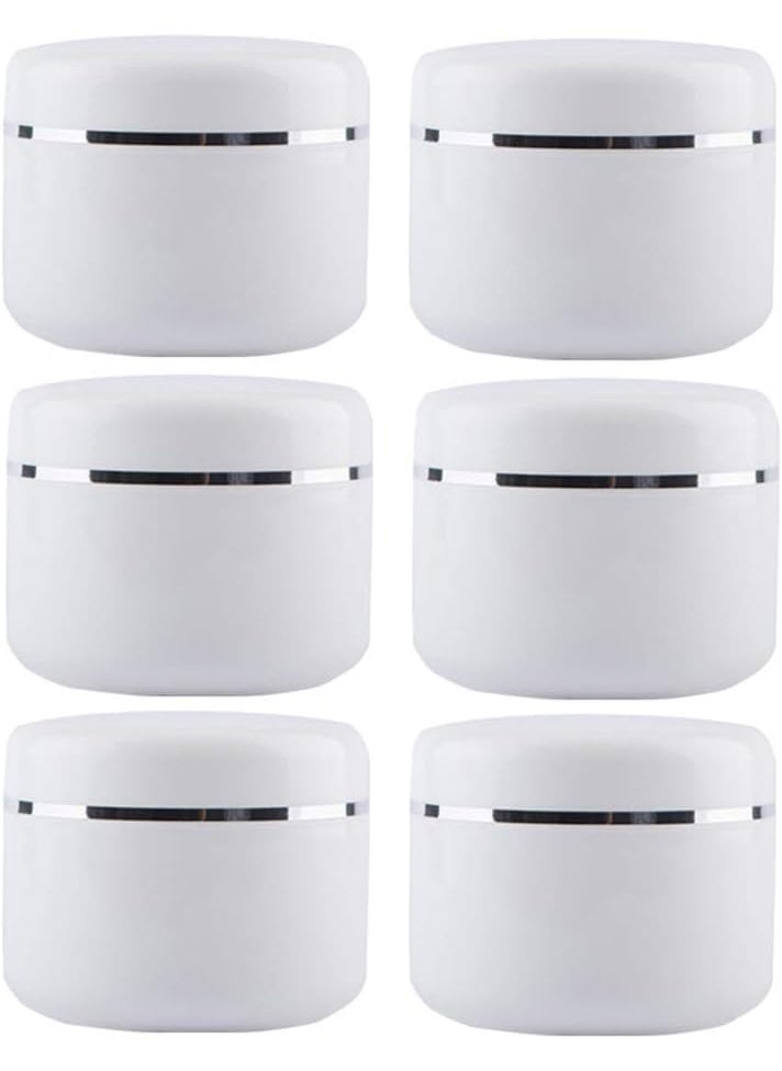 6 Pack 8oz/250g Empty Plastic White Round Jars Bottles With Inner Liners and Screw Lid Refillable Make-up Cosmetic Jars Face Cream Lip Balm Lotion Storage Container