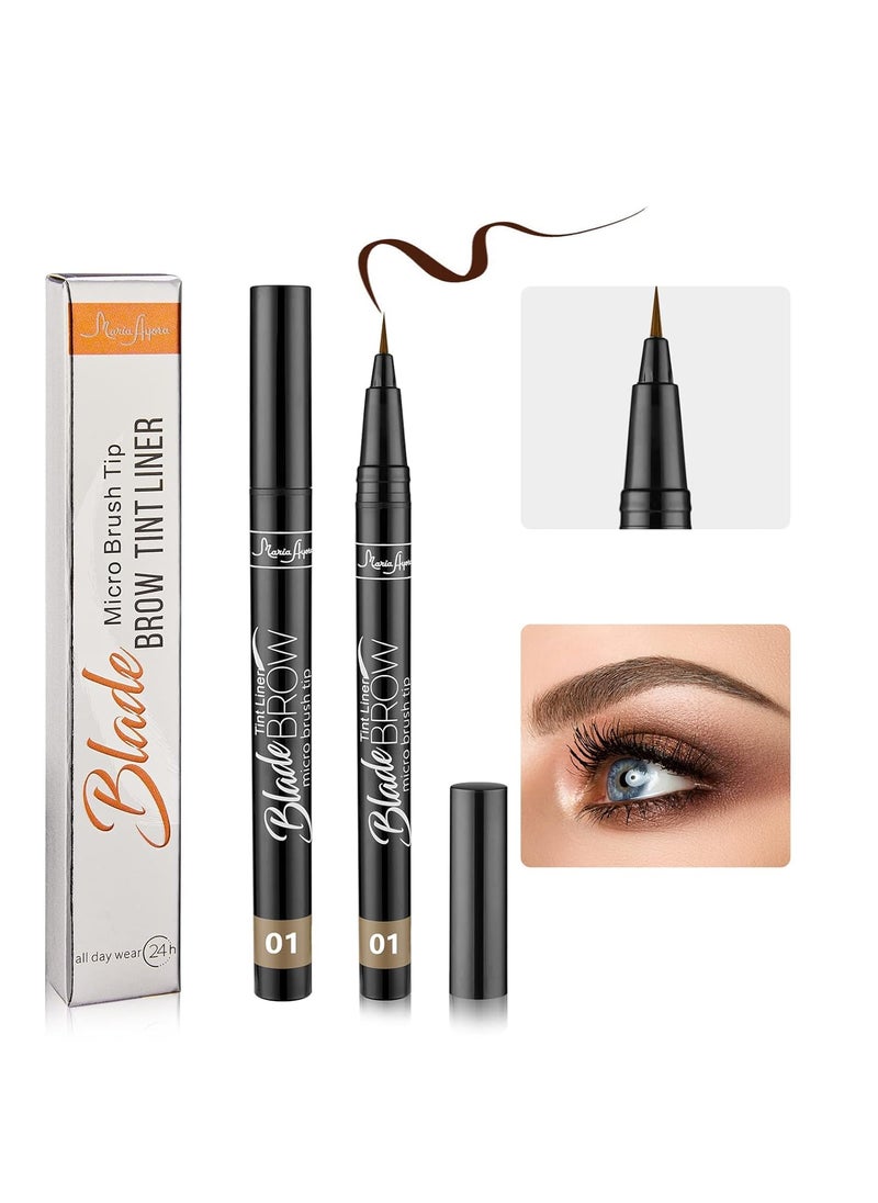 Liquid Eyebrow Pencil,Brow Tint Pen With Micro Brush Tip,Longlasting,Waterproof,Smudgeproof Eye Brow Makeup,Light Brown(Pack of 2)