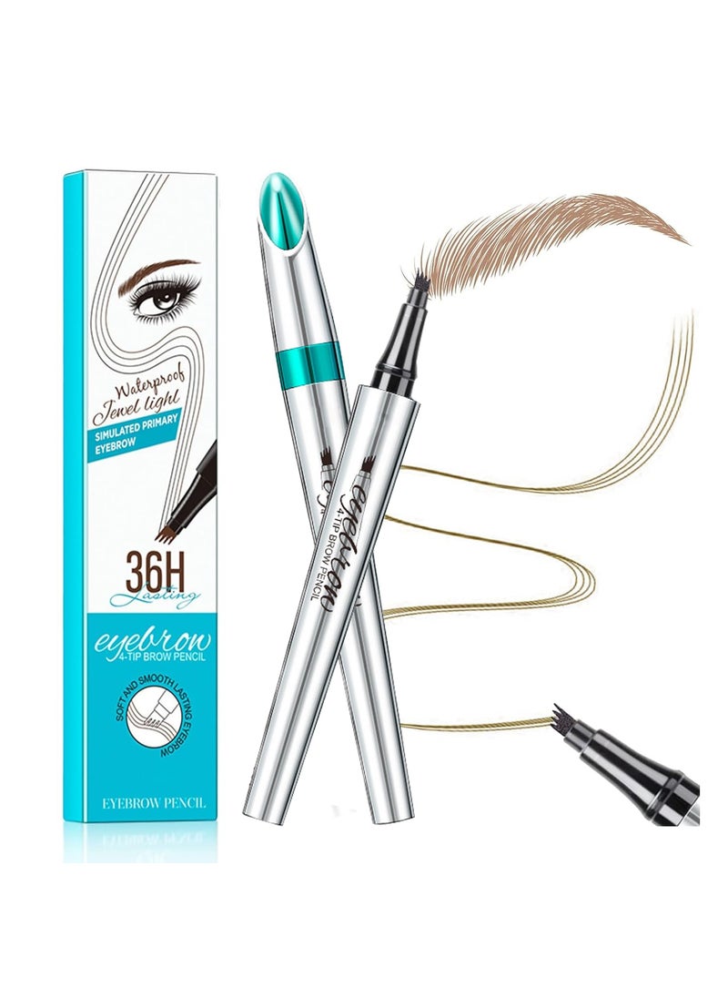 GL-Turelifes Eyebrow Pencil with 4 Tip Micro Head, Liquid Eyebrow Microblading Pen, Eyebrow Pen Micro 4 Point Brow Pen Long-Lasting Waterproof & Smudge-proof Natural Eyebrow Makeup (#1 Light Brown)