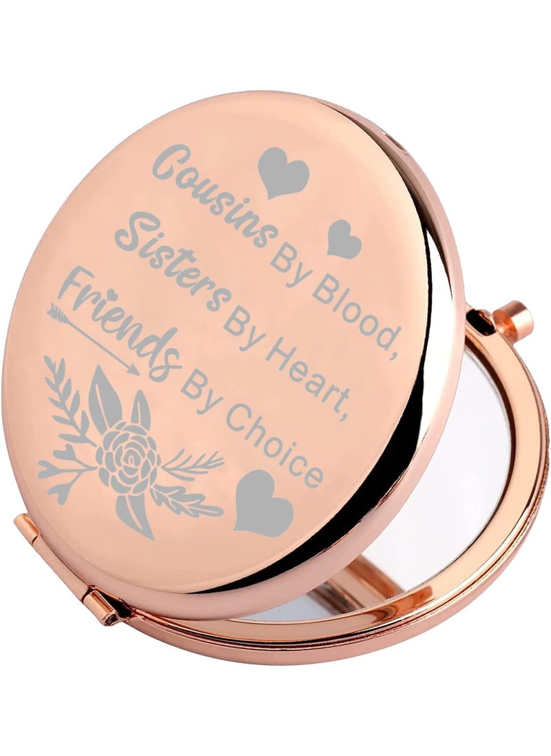FEELMEM Cousin Compact Mirror Cousins by Blood Sisters by Heart Makeup Mirror Best Cousin Ever Gift