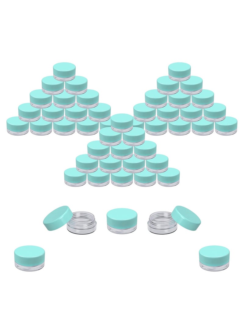 Houseables 3 Gram Jar, 3 ML, Blue, 50 Pk, BPA Free, Cosmetic Sample Empty Container, Plastic, Round Pot, Screw Cap Lid, Small Tiny 3g Bottle, for Make Up, Eye Shadow, Nails, Powder, Paint, Jewelry
