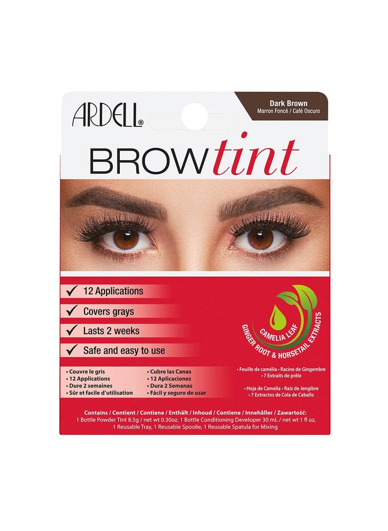 Ardell Brow Tint Kit Dark Brown - Semi-Permanent Eyebrow Dye, Long-Lasting Brow Color with Natural Extracts, Complete Eyebrow Tint Set, 1 Pack