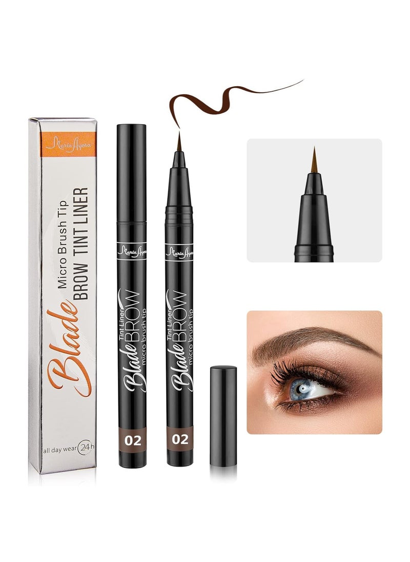 Liquid Eyebrow Pencil,Brow Tint Pen With Micro Brush Tip,Longlasting,Waterproof,Smudgeproof Eye Brow Makeup,Grey Brown(Pack of 2)