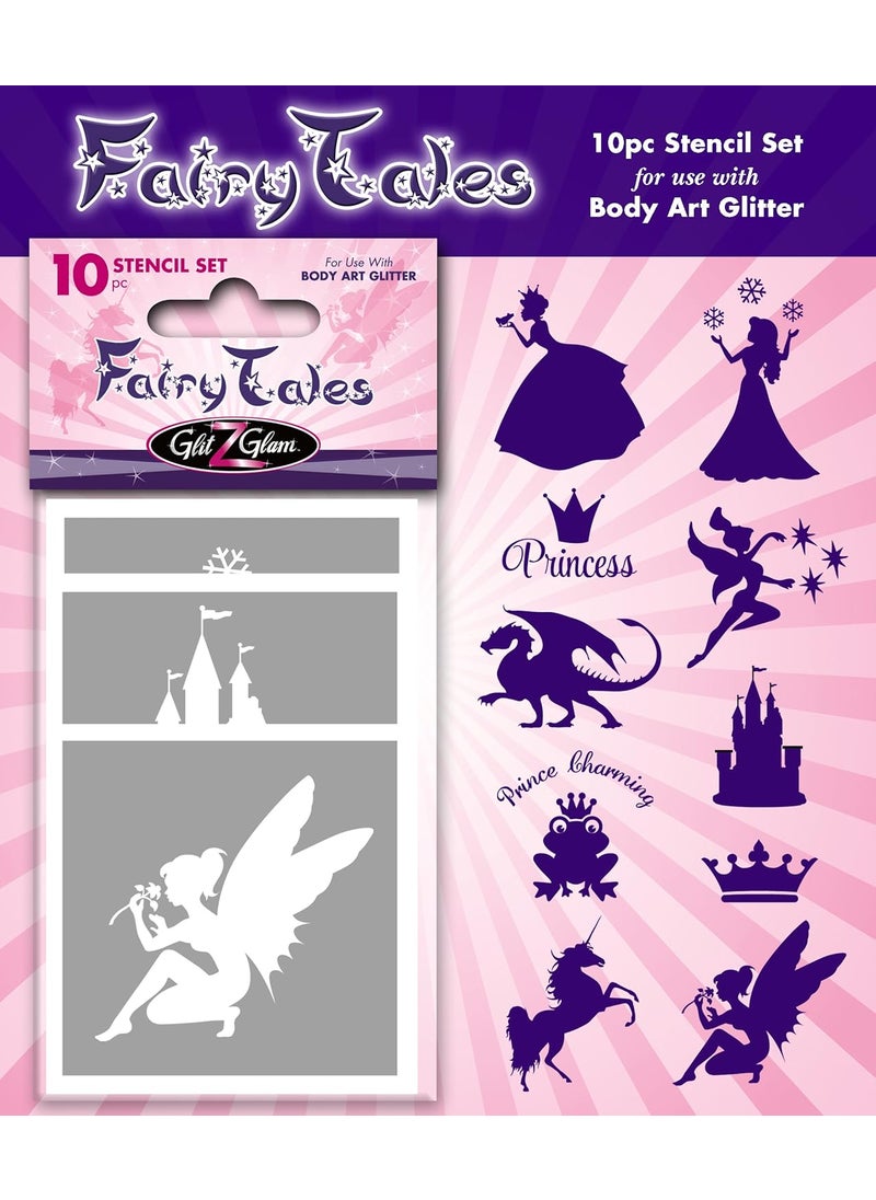 Fairytales Temporary Tattoo Stencil Set for body art & glitter tattoos