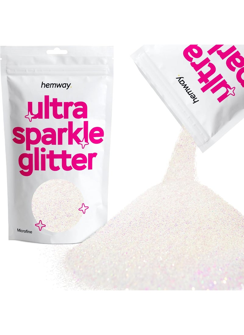 Hemway Premium Ultra Sparkle Glitter Multi Purpose Metallic Flake for Arts Crafts Nails Cosmetics Resin Festival Face Hair - Mother of Pearl Iridescent - Microfine (1/256