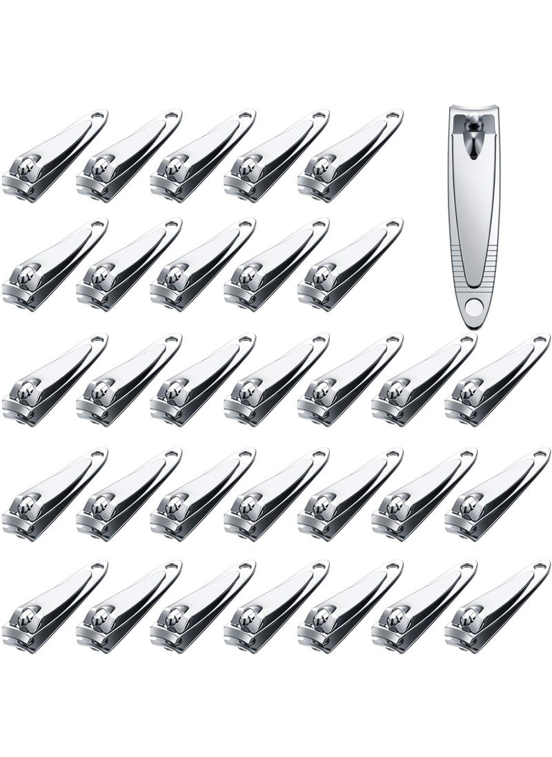 32 Pieces Stainless Steel Fingernail Nail Clipper Bulk Silver Portable Toenail Clippers Cutter Set