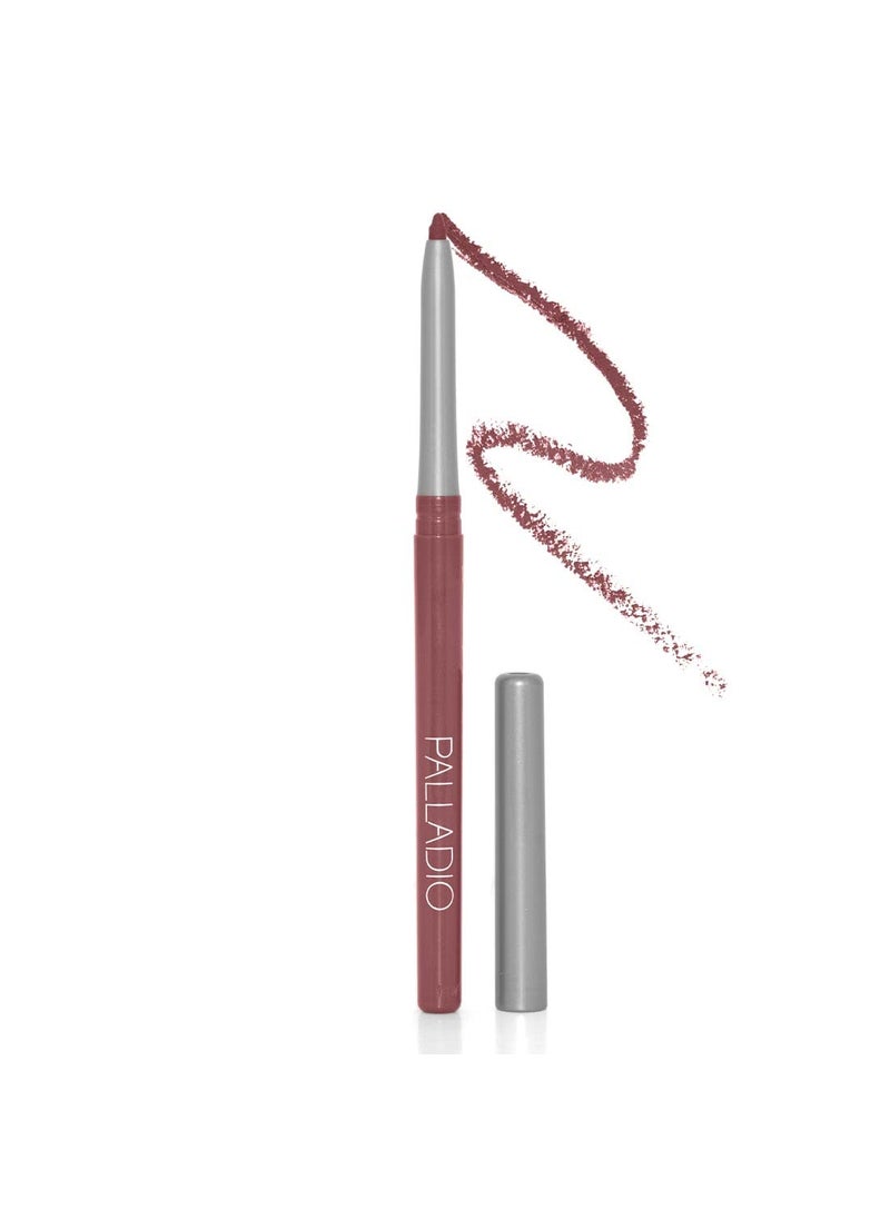 Palladio, Retractable Waterproof Lip Liner High Pigmented and Creamy Color Slim Twist Up Smudge Proof Formula with Long Lasting All Day Wear No Sharpener Required, Plum