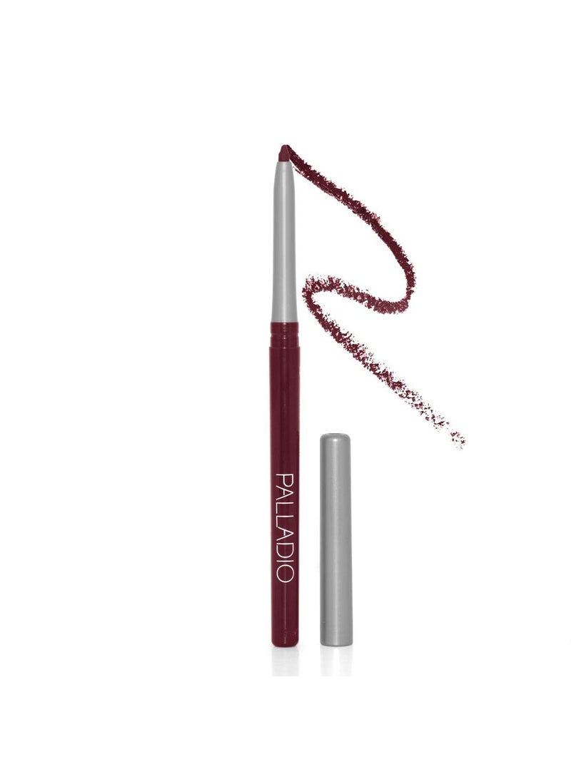 Palladio Retractable Waterproof Lip Liner High Pigmented and Creamy Color Slim Twist Up Smudge Proof Formula with Long Lasting All Day Wear No Sharpener Required, Black Berry