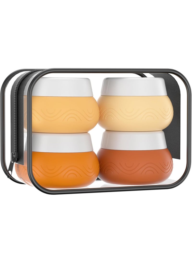 Travel Containers for Toiletries, Silicone Cream Jars BPA Free, TSA Approved 1oz Travel Size Containers, Leak-proof Essentials with Lid for Cosmetic Face Hand Body Cream-4 Pack,Apricot