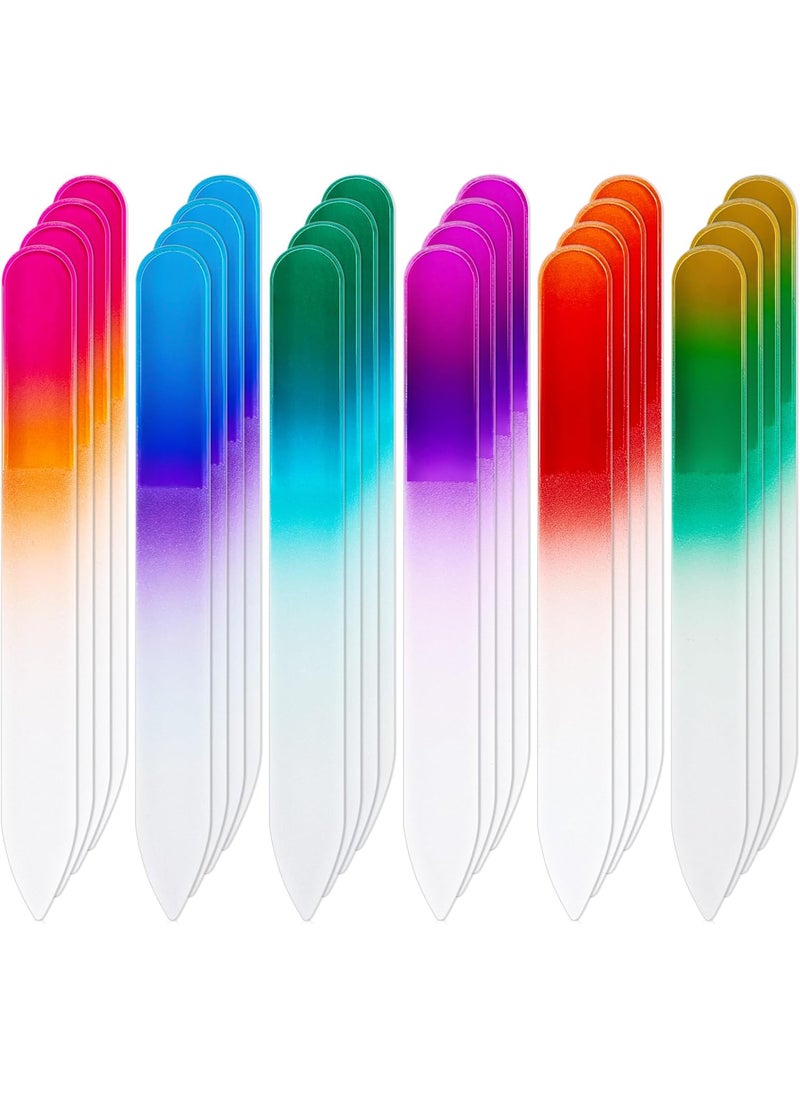 Mudder 24 Pack Mini Glass Nail File with Plastic Sleeve Small Crystal Files for Nature Czech Glass Nail Double-sided Fingernail Files for Travel Fine Grit Salon Valentine Gift Gifts(Gradient Color)
