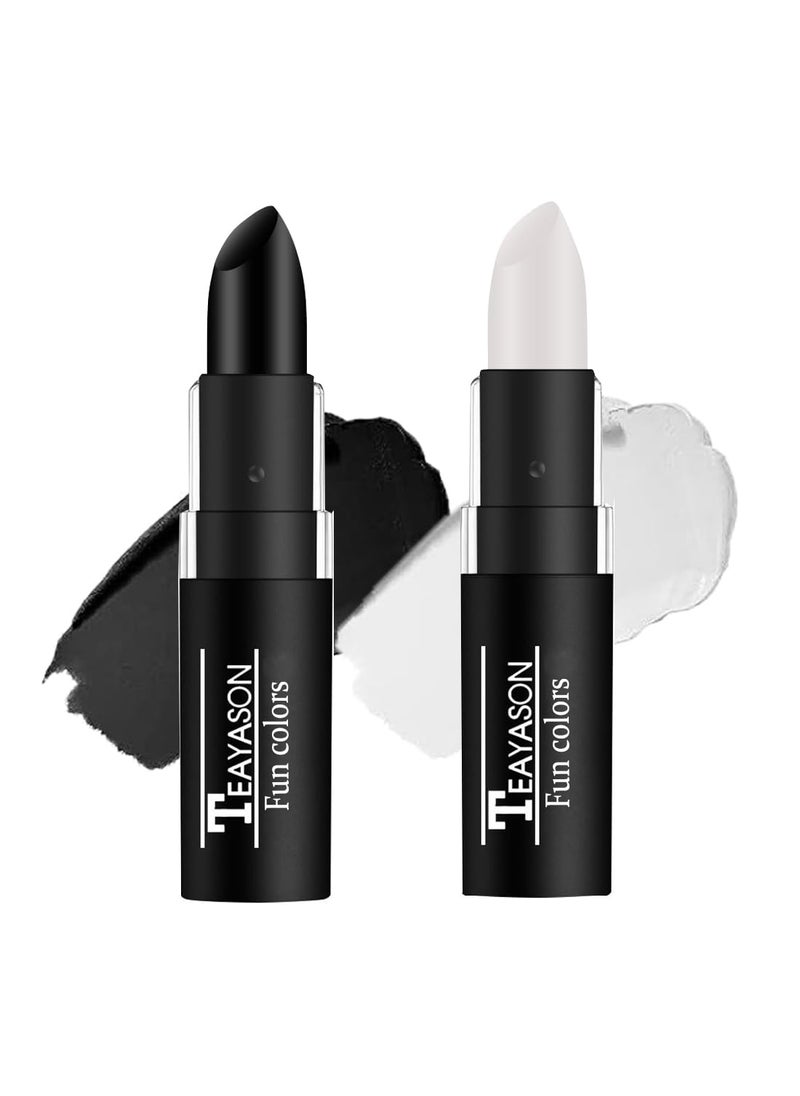 GL-Turelifes 3 Pcs Face Body Painting Stick Black Facial Paint Set, Eye Black Stick Football Baseball Softball, Waterproof facial Paint Stick for Halloween Skeleton Skull Clown Makeup (Black+White)