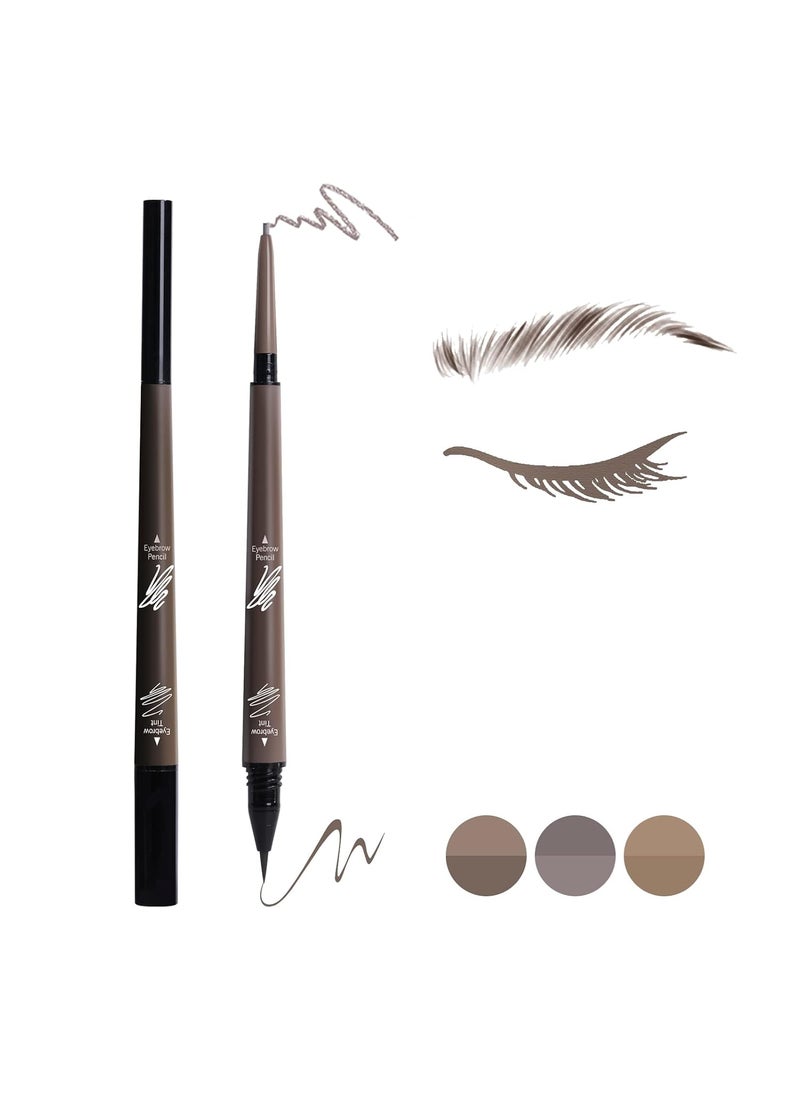 2 in 1 Eyebrow Pencil,Waterproof & Long Lasting Liquid Eyebrow Pen,Dual Ended Pencil Fills and Defines Brow Tint with the Precision & Definition of Microblading,Chestnut