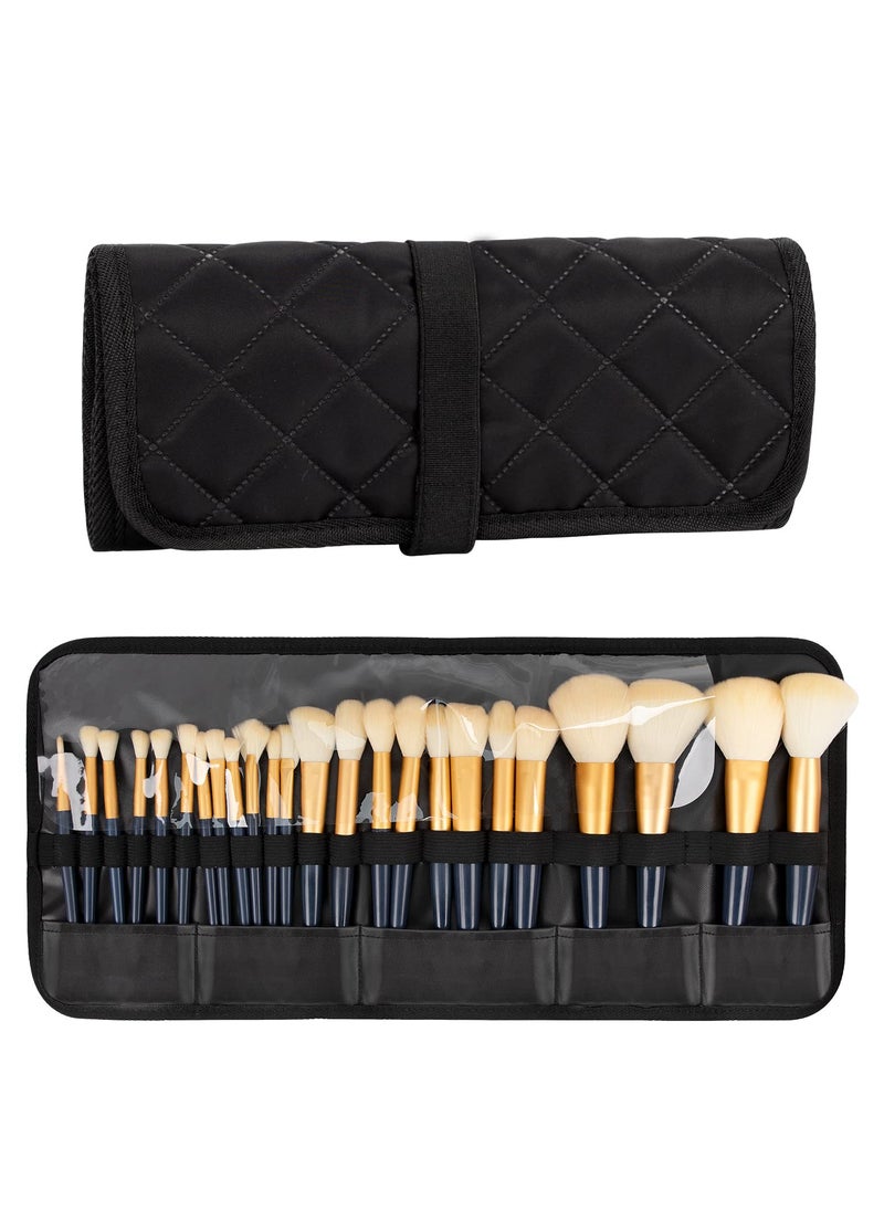 OCHEAL Makeup Brush Holder,Makeup Brush Organizer,Travel Makeup Brushes Bag Cosmetic Bags Pouch for Women Brushes Case Makeup Artist -Black Rhombus