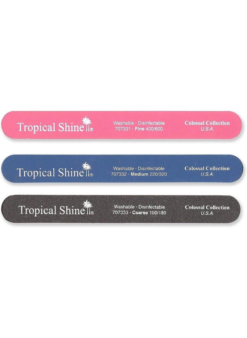 Tropical Shine 8.5 Inches Nail Files For Natural and Acrylic Nails. 3 pcs.