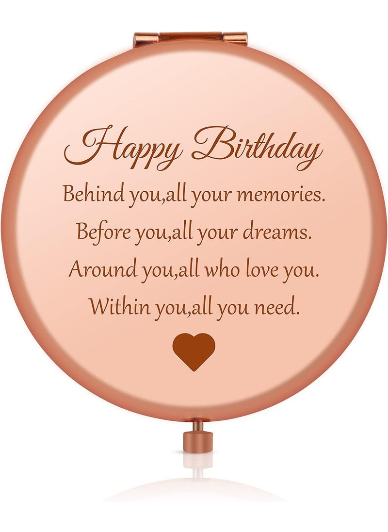 Happy Birthday Gift for Women Girls, Folding Travel Mirror Compact Mirror for Her, Birthday Gift Ideas for Friends, Mom, Daughter, Sister, Coworkers, Grandma, Aunt, Wife, Best Birthday Present for Her