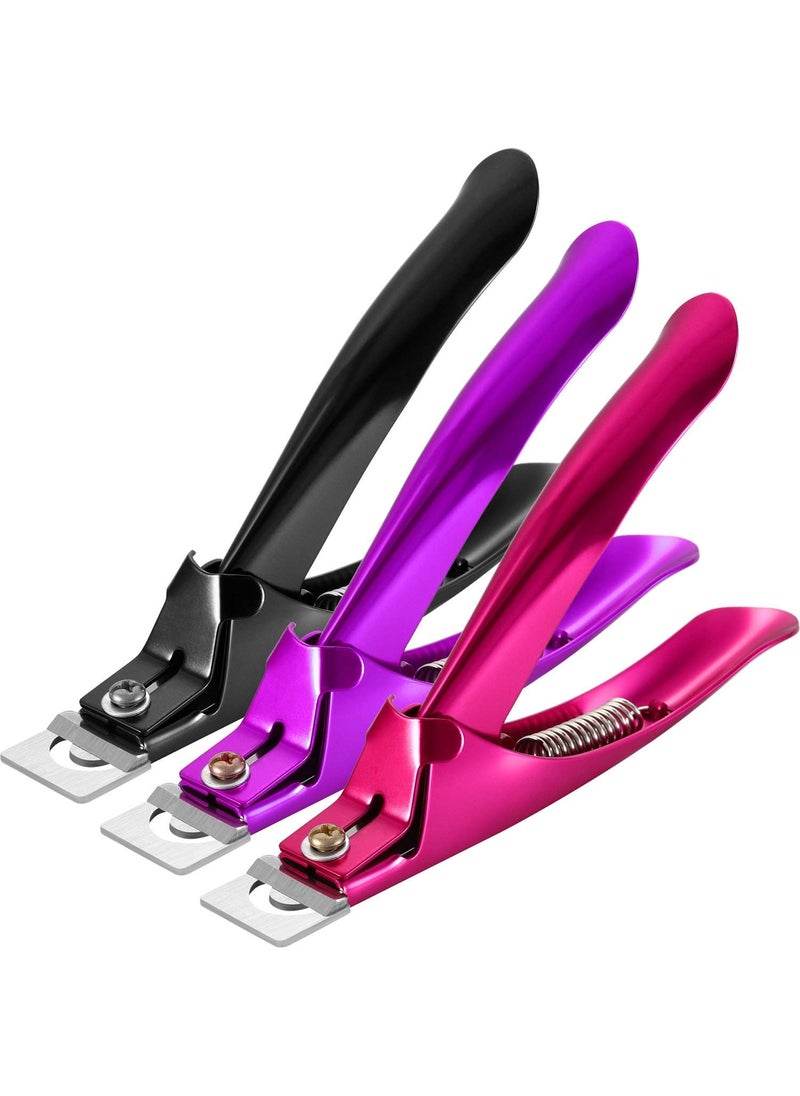3 Pieces False Nail Clipper Acrylic Nail Tips Cutter Rustproof Stainless Steel Fingernail Trimmer Manicure Tool for Salon Beauty Artificial Fake Tips Blade Clip Tool