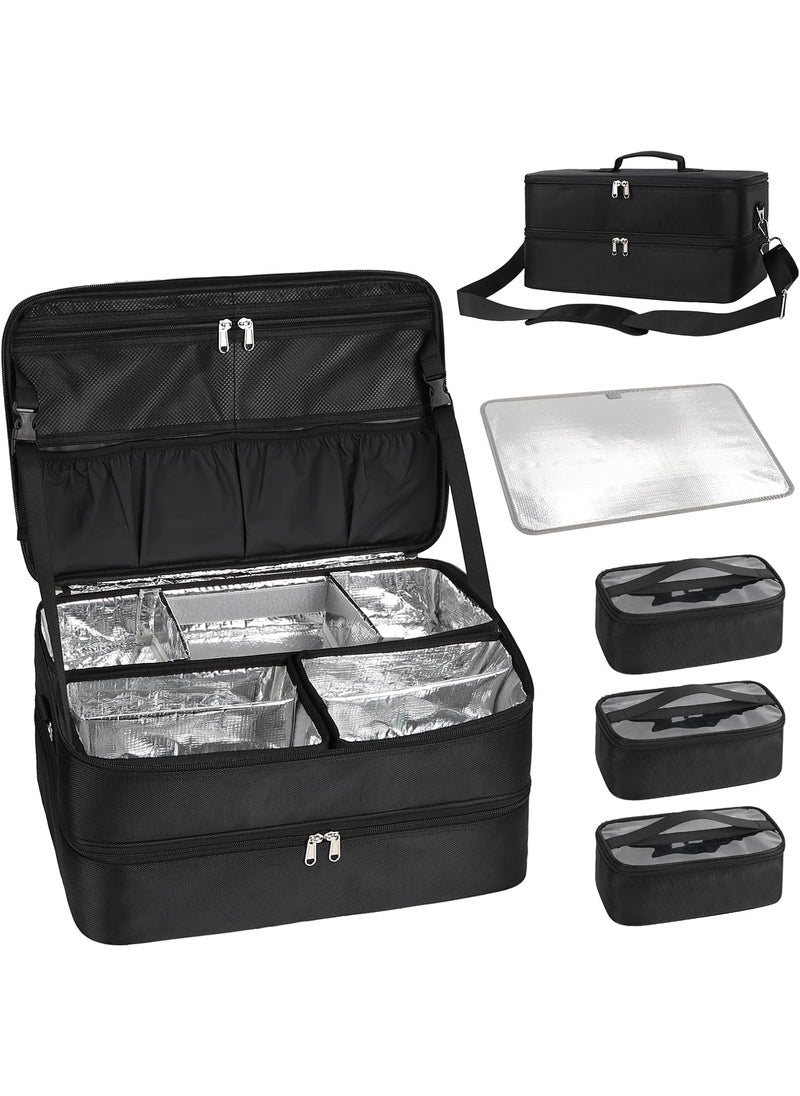 Extra Large Makeup Case, Professional Makeup Train Case for Makeup Artist Traveling Organizer, Double Layer XL Cosmetic Travel Case for Cosmetology with 3 Detachable compartments and 3 Makeup Bags