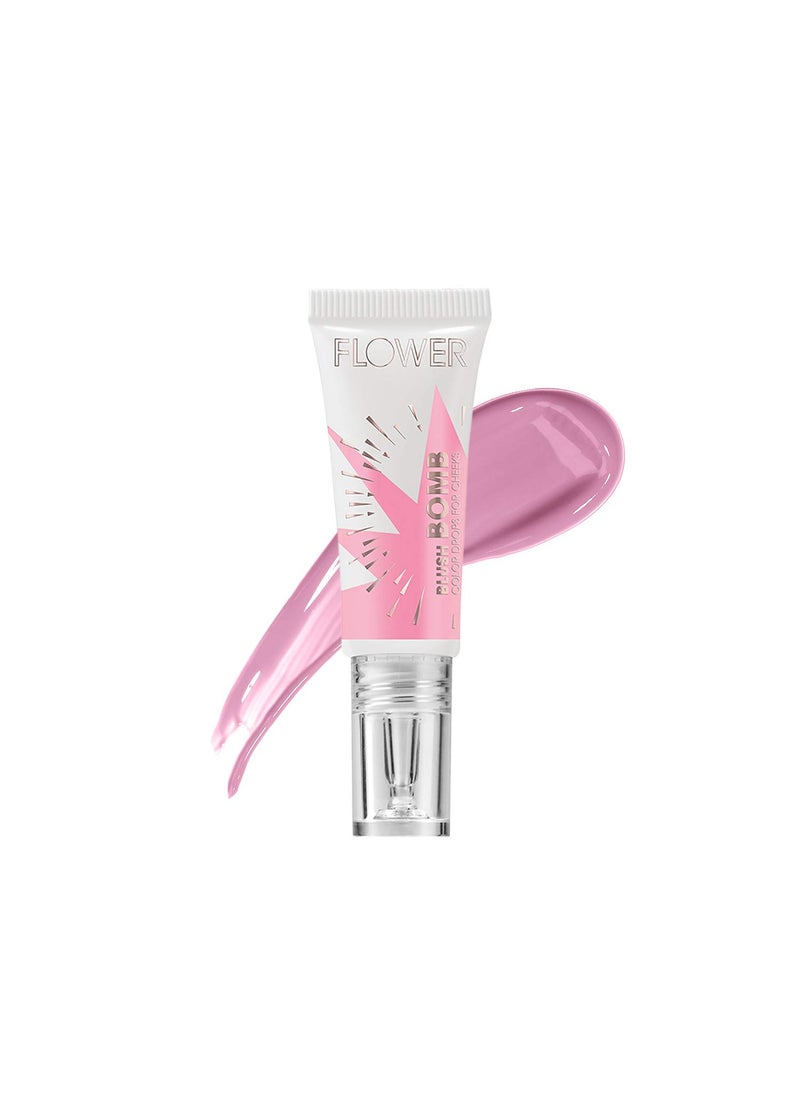 FLOWER Beauty By Drew Barrymore Liquid Blush Makeup Bomb Color Drops -Silky Lightweight Formula + Gel Cream Blush for Cheeks - Radiant + Glossy Finish - Buildable + Lightweight Formula - Cruelty-Free + Vegan (Bubbly)