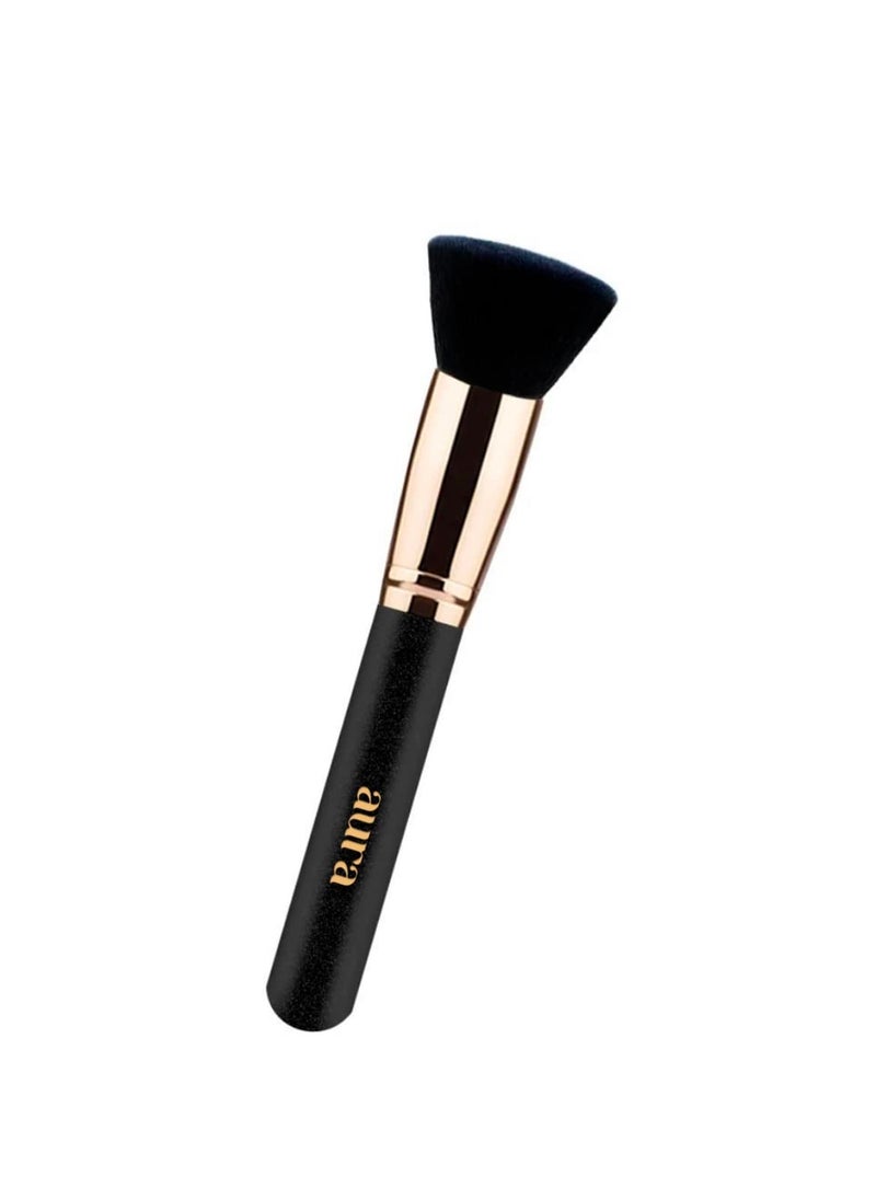 Flat Kabuki Foundation Brush by aura. Foundation brush for liquid makeup, cream and powder. Liquid foundation brush for face. Kabuki brush. Flat top brush. Brocha de maquillaje. Setting powder brush.