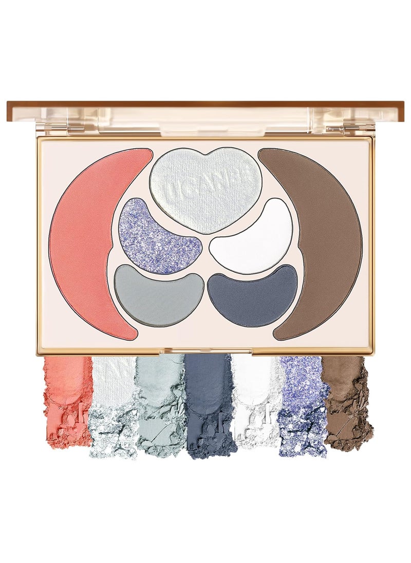 UCANBE All in One Makeup Kit - 4 Shimmer Matte Eyeshadow, 1 Pink Blush, 1 Bronzer Contour, 1 Illuminator Highlighter Makeup Palette Make Up Sets for Women Girls Teens Gift (05 Iceberg Makeup Palette)