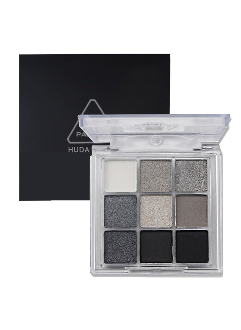 GL-Turelifes 9 Colors Matte&Pearl Black Eyeshadow Palette, Smoky Eye Shadow Makeup, Silver Glitter Grey Eyeshadow with Mirror Waterproof Sweat-proof Long Lasting Highly Pigmented Eye Shadows (Gray)