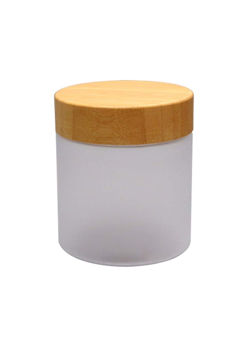1Pcs 250ml/8.5oz PET Frosted Transparent Empty Refillable Cosmetic Jar with Bamboo Lid Cosmetic Cream Pot Tin Box Case Container Dispense Bottle for Body Butter Lotion Storage