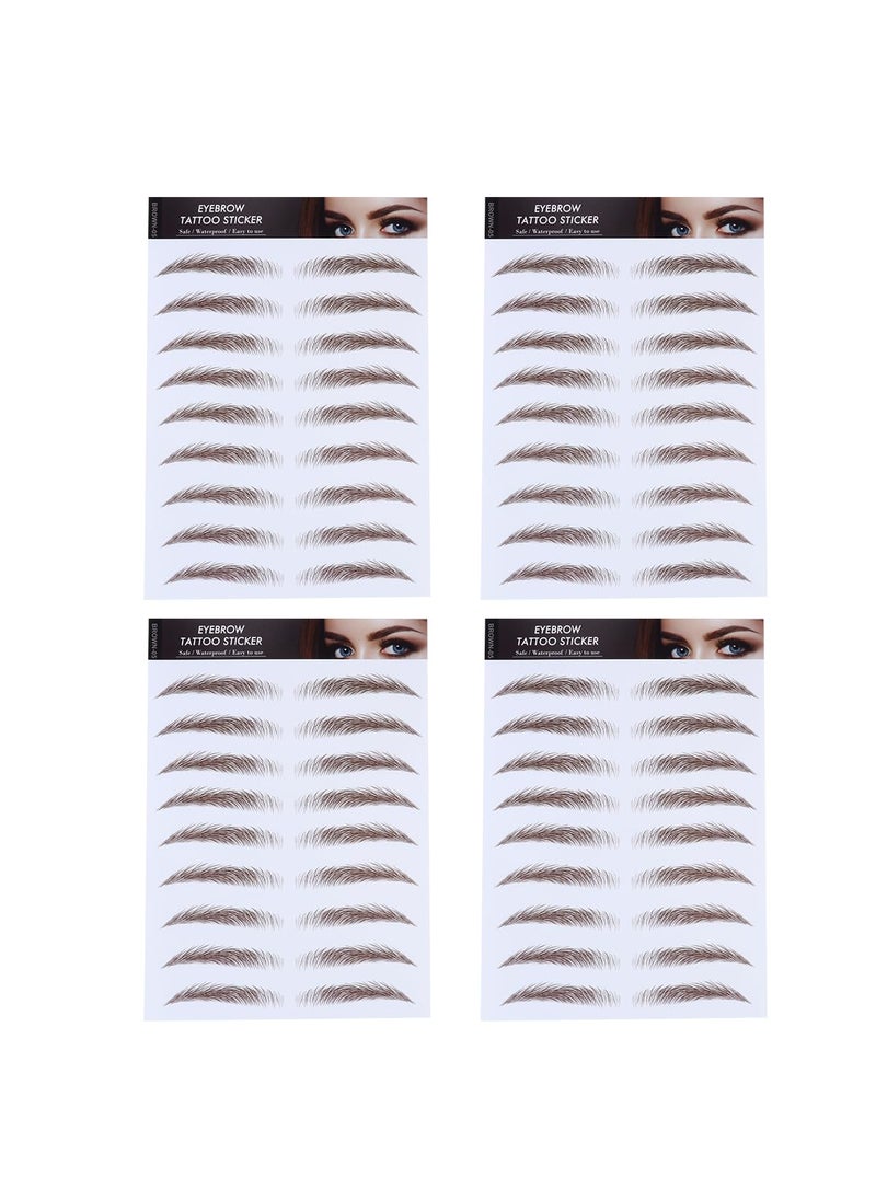 Lurrose 4 Sheets Eyebrow Tattoo Stickers, 6D Hair- Tattoos Stickers Eyebrows Tattoo Peel Off Natural False Eyebrow Makeup Sticker for Makeup Supplies, Brown 03