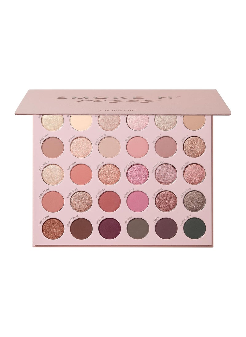 ColourPop Smoke N Roses Shadow Palette - Rosey & Smokey Hues with Metallic and Matte Finishes - High-Pigment Makeup with a Long-Wearing Formula (1.16 oz)
