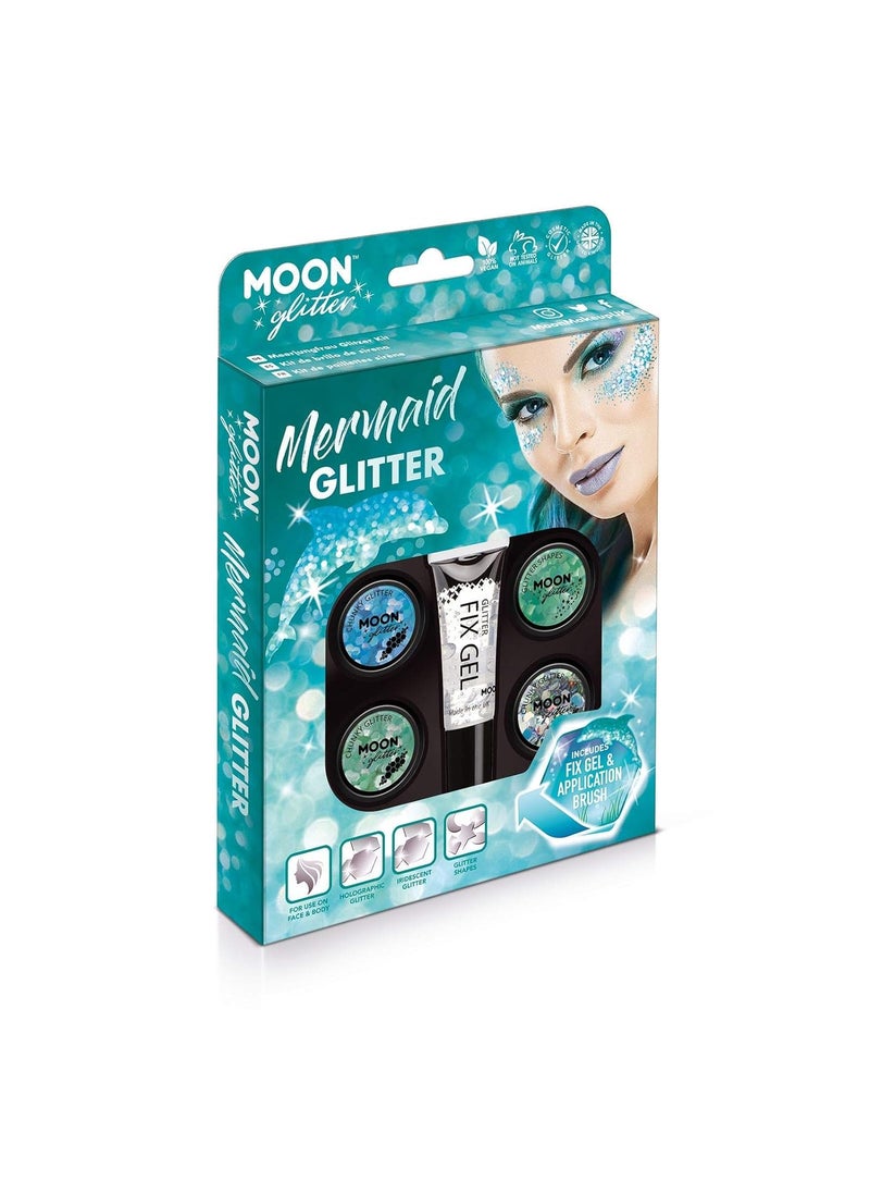 Mermaid Glitter Kit by Moon Glitter - 100% Cosmetic Glitter for Face, Body, Nails, Hair and Lips