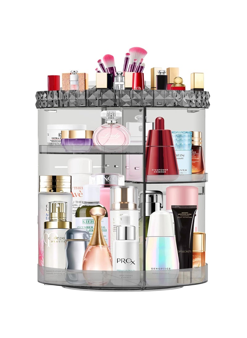 MISERWE 360 Rotating Makeup Organizer, DIY Adjustable Makeup Carousel Spinning Holder Rack, Cosmetic Organizer Box Makeup Brush Lipstick Organizer Large Capacity Makeup Storage Organizer for Vanity