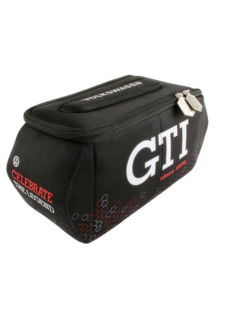 BRISA VW Collection - Volkswagen Neoprene Universal Makeup Cosmetics Toiletry Travel Pharmacy Bag in GTI Design (Hexagon/Black/Large)