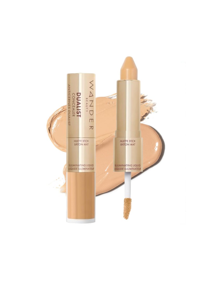 Wander Beauty Dualist Matte and Illuminating Concealer Makeup - Medium - Dual-Ended Matte & Liquid Concealer Stick - Full Coverage Formula to Brighten, Firm & Hydrates Under Eyes - 0.28 fl oz