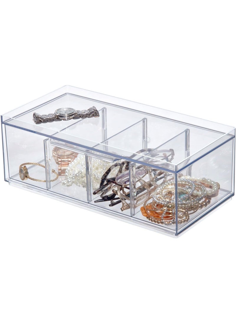 iDesign The Sarah Tanno Collection Plastic Cosmetic Drawer Organizer, Clear/White Large