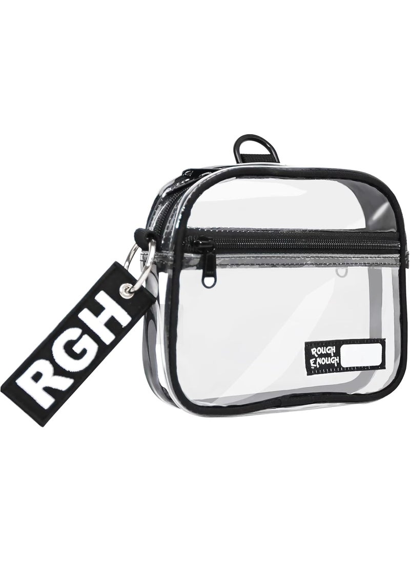 Rough Enough Clear Quart Size TSA Approved Toiletry Bag Small with Keychain for Travel Size Toiletries