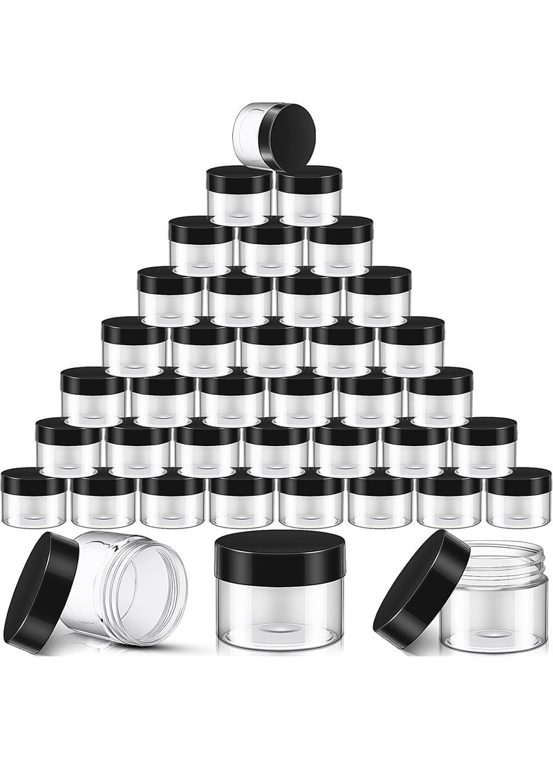 SATINIOR 36 Pieces Plastic Jars with Lids Round Clear Container Leak Proof Airtight Cosmetic Small Empty Jars for Lotions Ointments Travel Toiletries Creams Make up Storage(4 oz,Black)