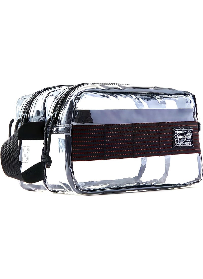 Rough Enough Clear Travel Toiletry Bag for Men Women Traveling Toiletries Essentials Shaving Hygiene Dopp Kit