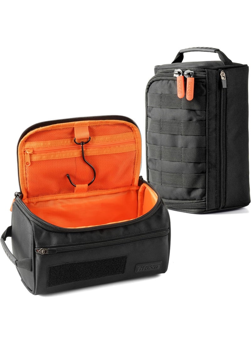 Fitdom Hanging Toiletry Bag Tactical Dopp Kit Case For Men. Perfect For Travel & Storage. Fits Large & Small Cosmetic, Clipper, Toothbrush, Shaving & Shower Care. Best Overnight Organizer