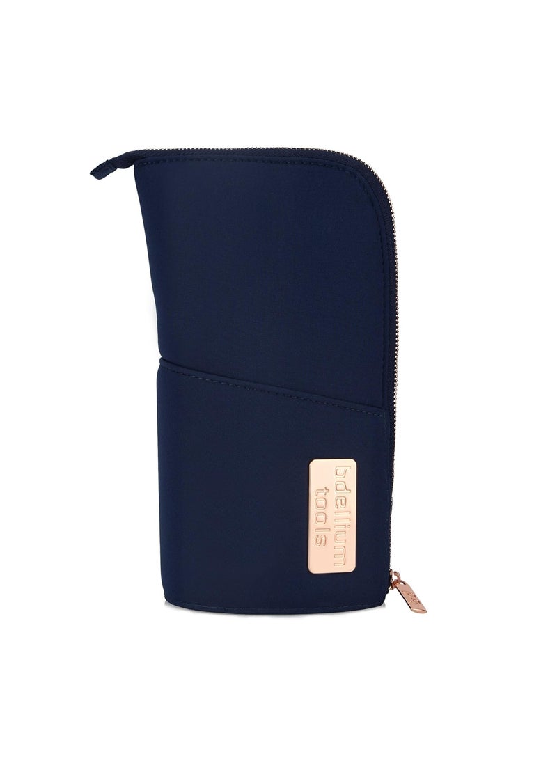 BDELLIUM TOOLS Professional Makeup Brush Stand-Up Pouch (Brushes Not Included) (Golden Triangle Blue)