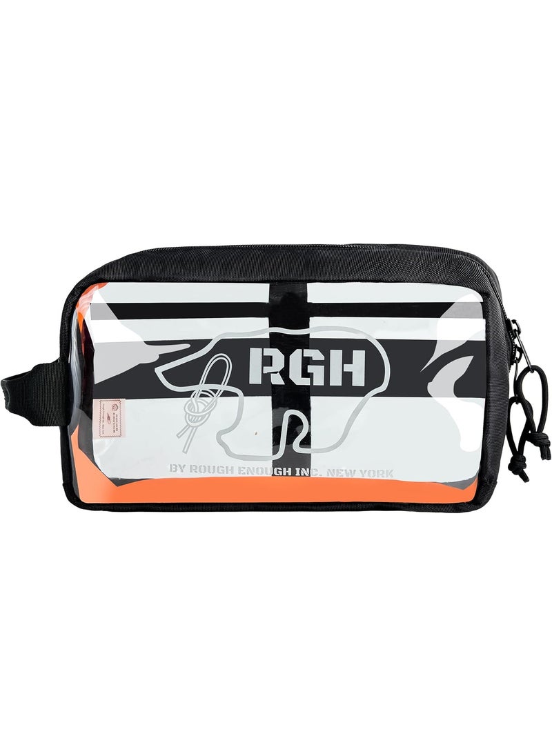 Rough Enough Clear Toiletry Bag Cosmetic Makeup Toothbrush Case Pouch Organizer for Women Men Traveling Skincare Essentials Waterproof Black