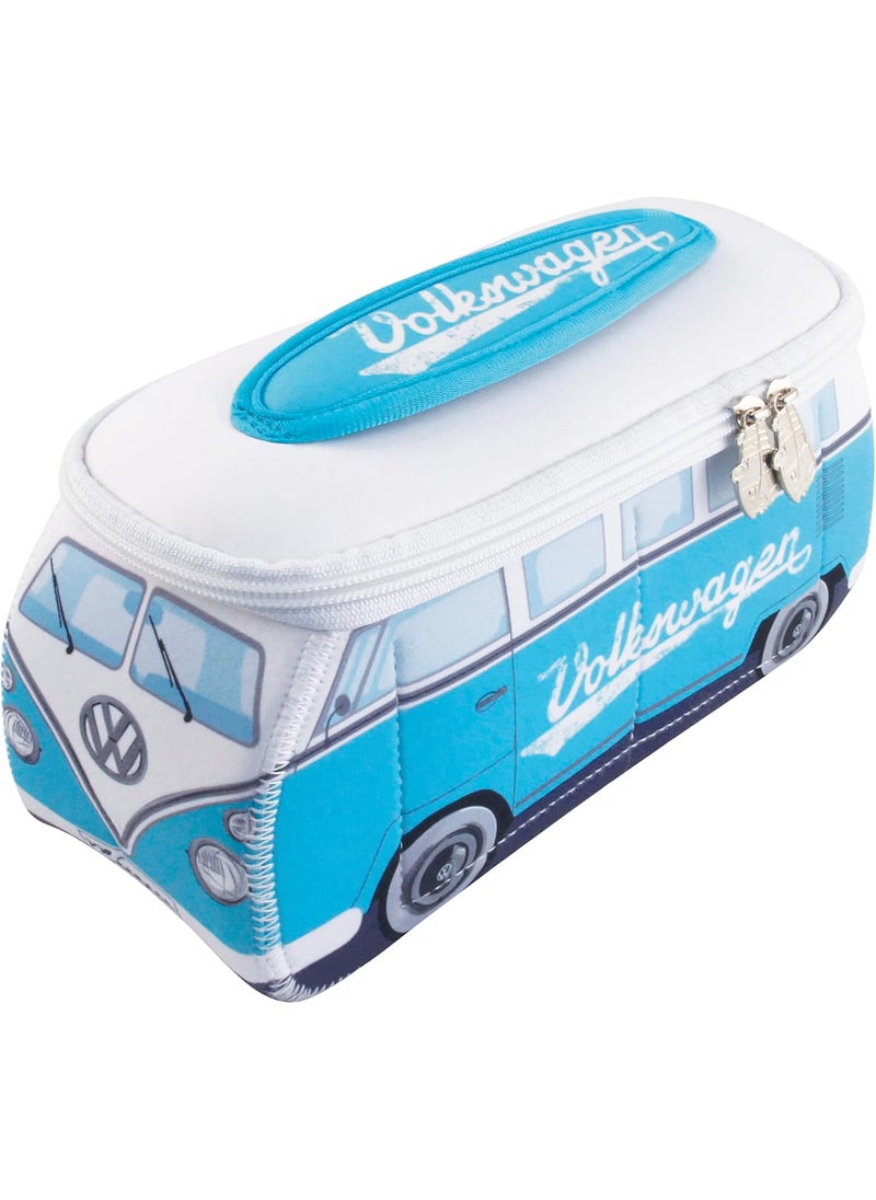 BRISA VW Collection - Volkswagen Neoprene Universal Makeup Cosmetics Toiletry Travel Pharmacy Bag in T1 Bus Design (Turquoise) (Small (9.1 x 4.3 x 3.1 inches))